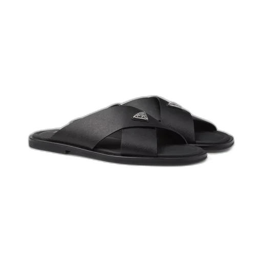 Crisscross Saffiano leather sandals