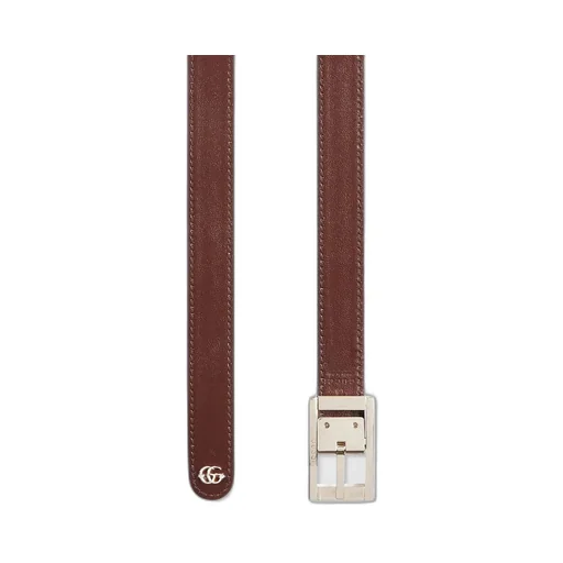 Reversible thin belt with rectangular buckle