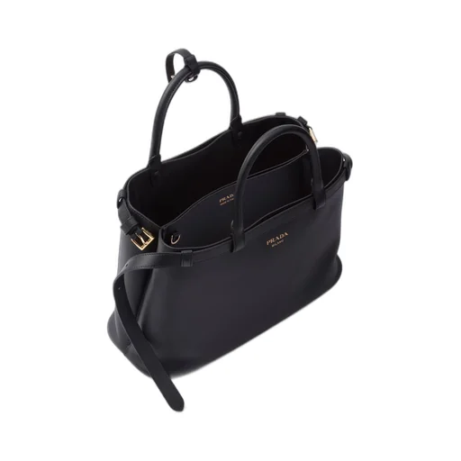 Prada Buckle medium leather handbag with double belt