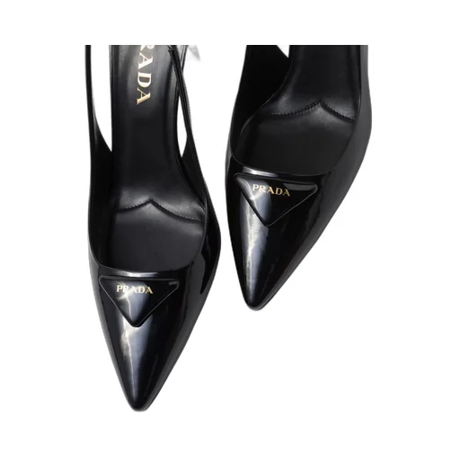 Patent leather slingback pumps