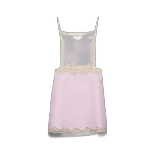 Embroidered, lace-trimmed linen mini-dress