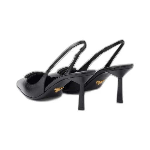 Saffiano patent leather slingback pumps