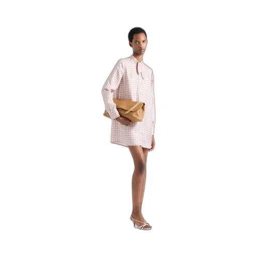 Printed silk twill mini-dress