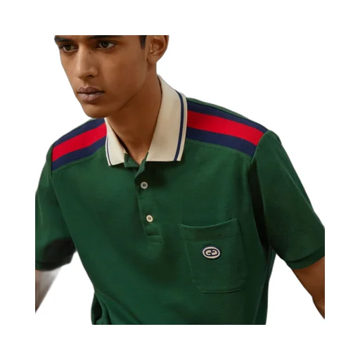 Cotton polo with Interlocking G
