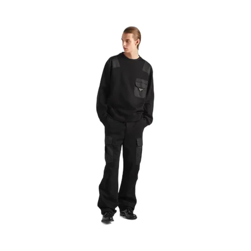 Cotton fleece pants with Re-Nylon details