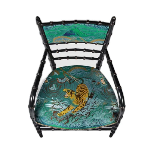 Chiavari tiger jacquard chair with arm rest
