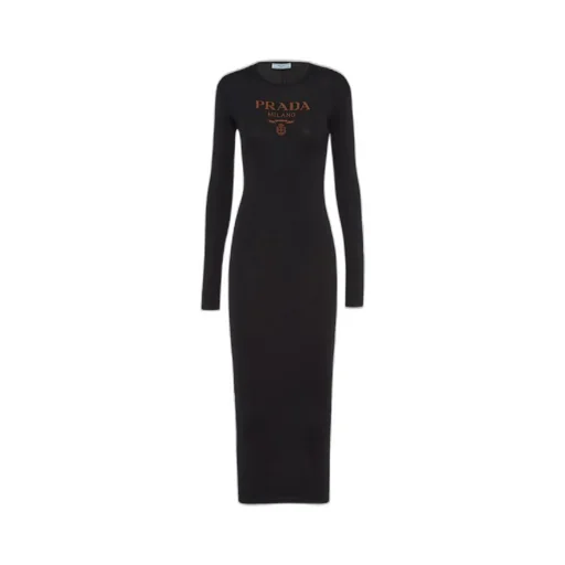 Long silk knit dress