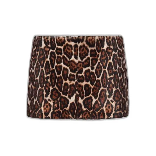 Printed shearling skirt