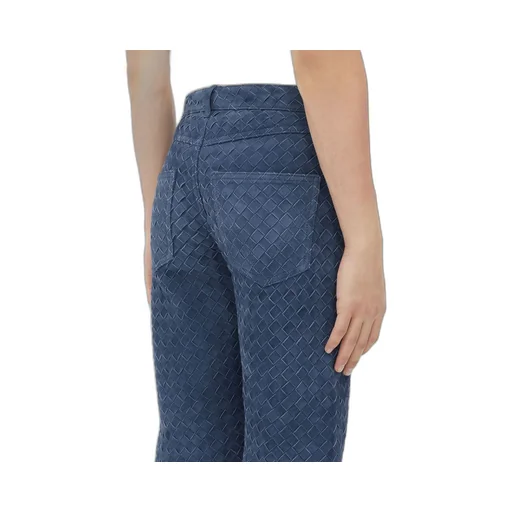 Suede Intrecciato Leather Trousers