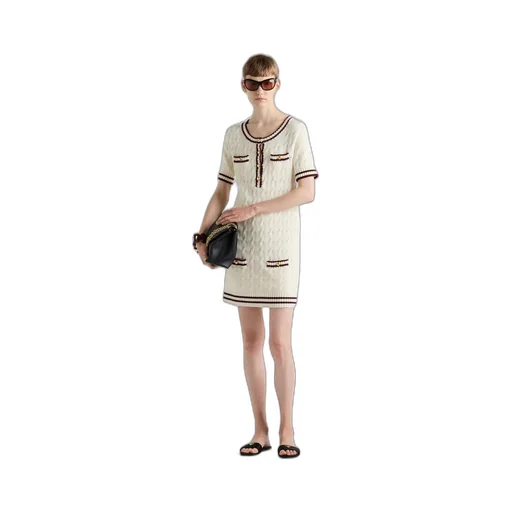 Round neck cotton mini-dress