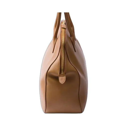 Large leather tote bag with zipper closure