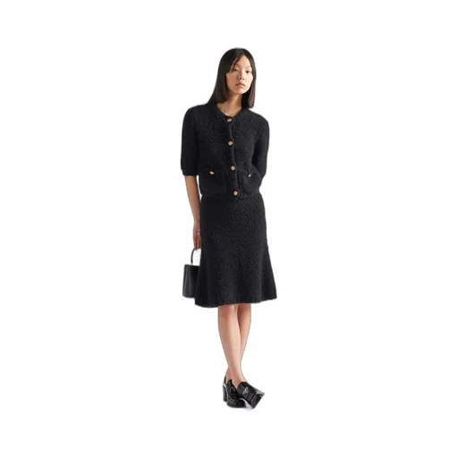 Bouclé mohair knit skirt