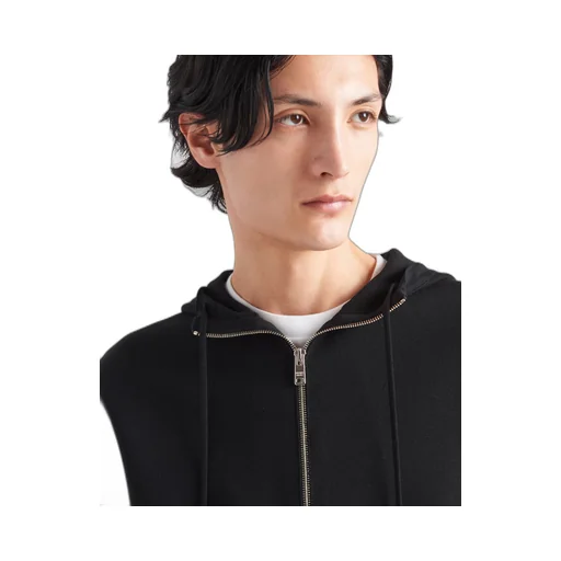 Cotton and viscose knit hoodie