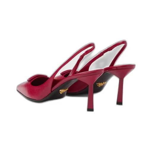 Saffiano patent leather slingback pumps