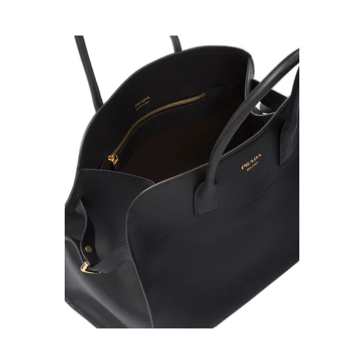 Large leather tote bag with buckles