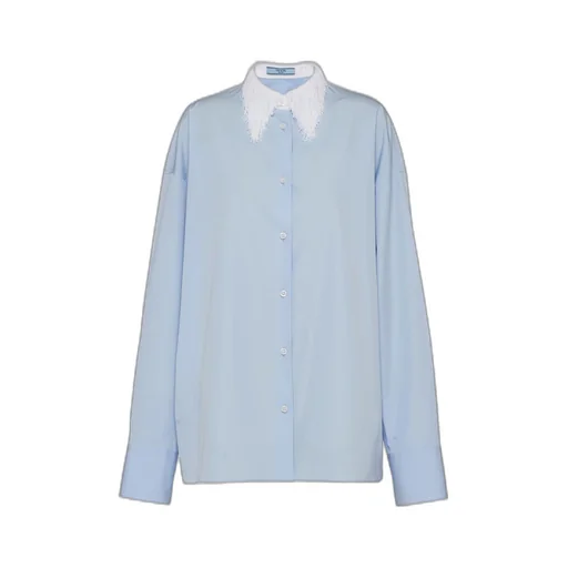 Poplin shirt with fringed collar
