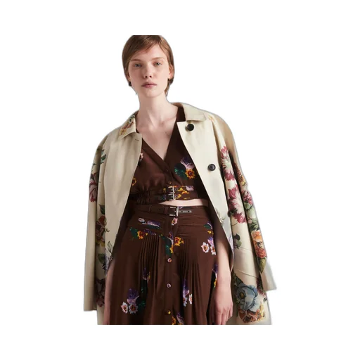 Printed cotton single-breasted coat
