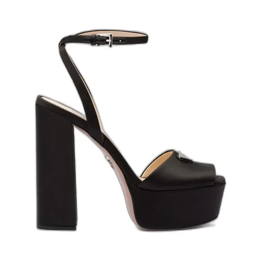 High-heeled satin sandals