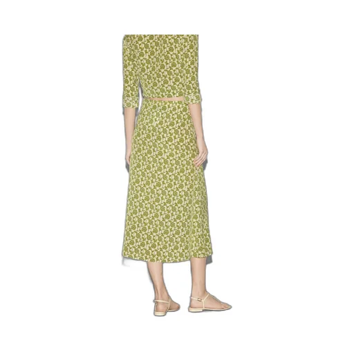 Floral print silk crêpe de chine skirt