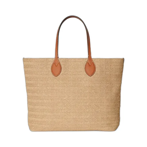Medium straw-effect tote