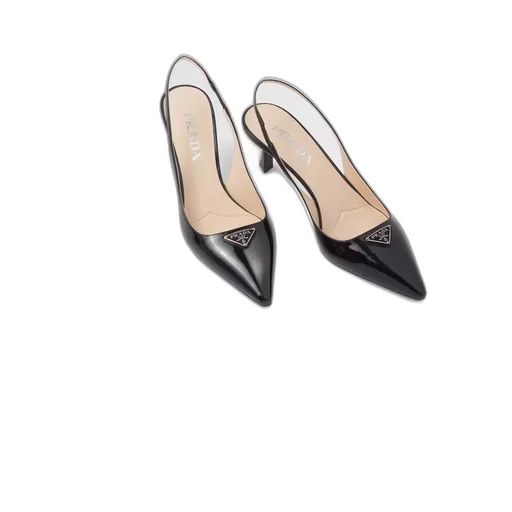 Patent-leather slingback pumps