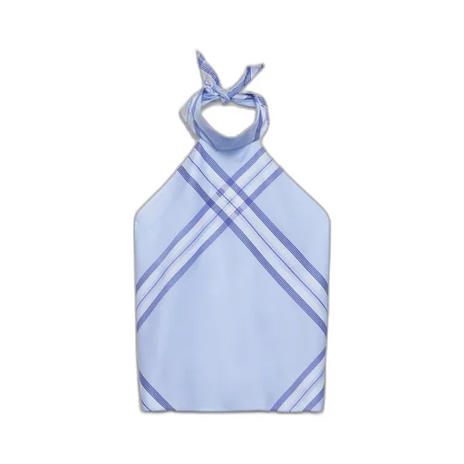 Checked cotton halter top