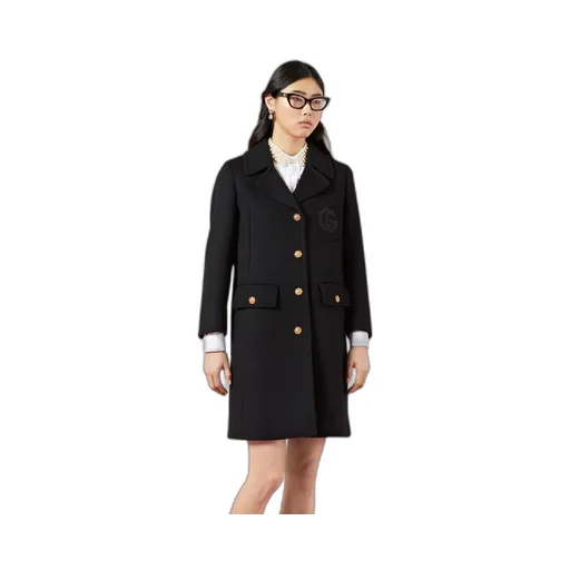 Double G embroidery wool coat