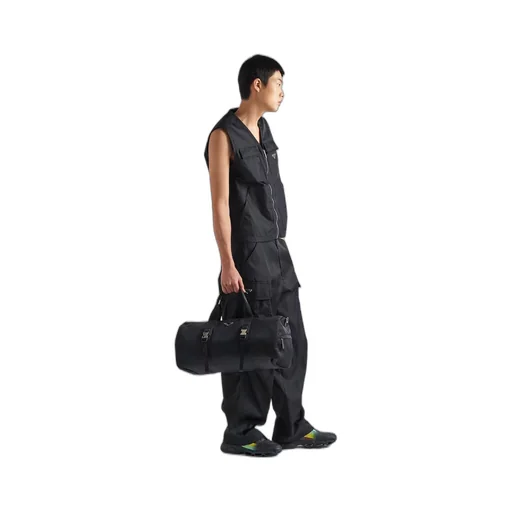 Re-Nylon and Saffiano leather duffle bag