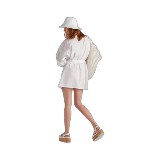 Intarsia poplin dress