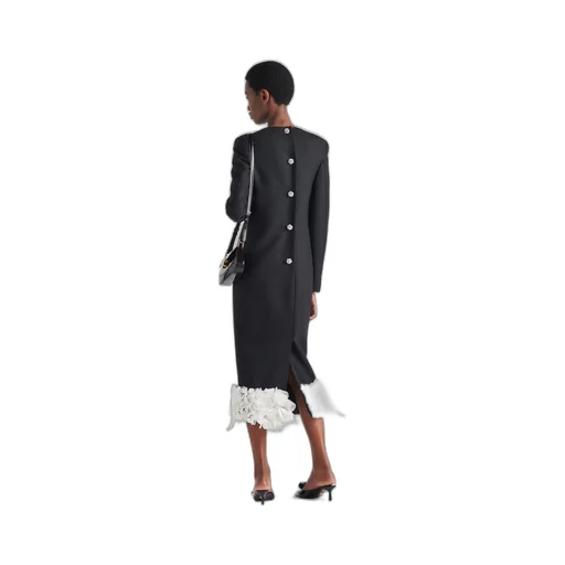 Embroidered wool midi-dress