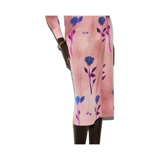 Floral print crêpe de chine skirt