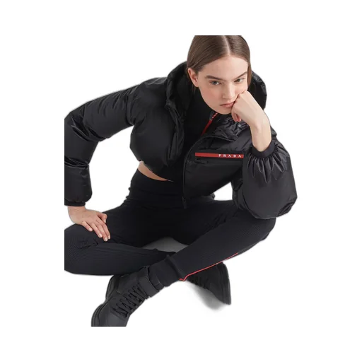 Technical Re-Nylon hooded down jacket