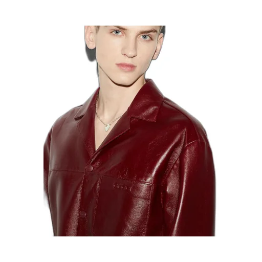 Leather shirt with Gucci detail