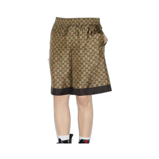 GG Horsebit print silk twill short