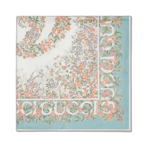 Gucci Interlocking G floral print silk carré