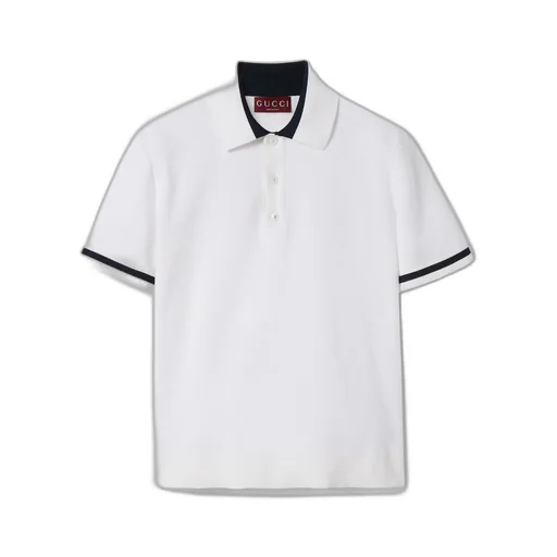 Knit cotton polo shirt with intarsia