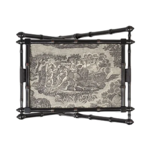 Toile de Jouy print wooden folding tray