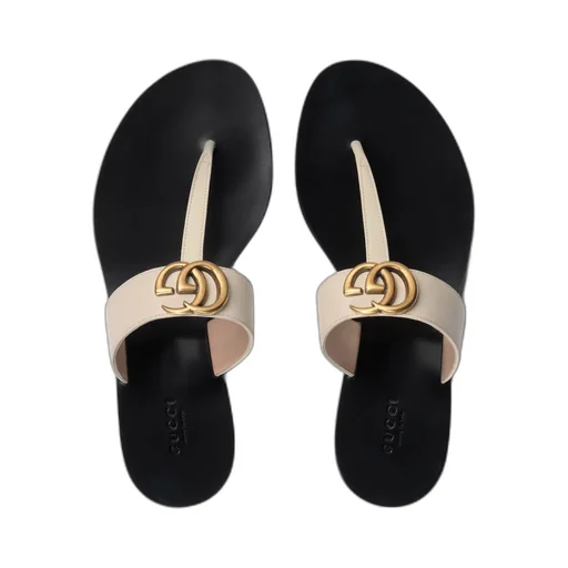 Leather thong sandal with Double G