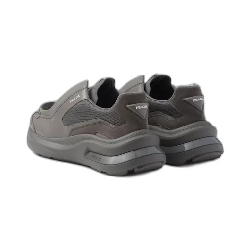 Systeme brushed leather sneakers with bike fabric and suede elements