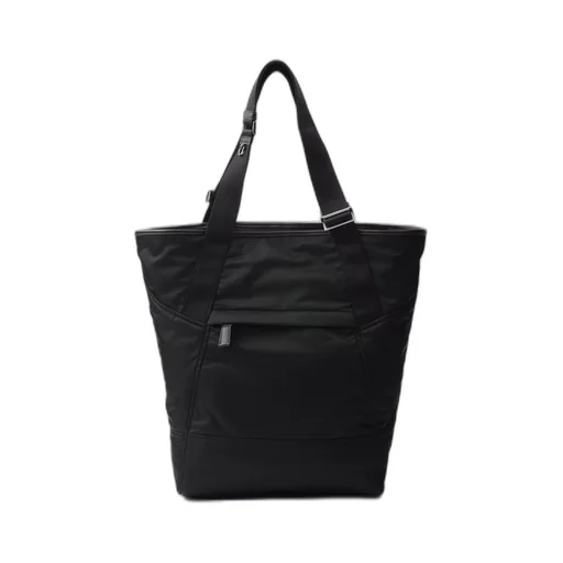 Re-Nylon and leather tote bag