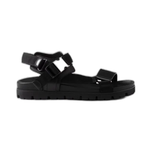 Sporty leather and Re-Nylon tape sandals