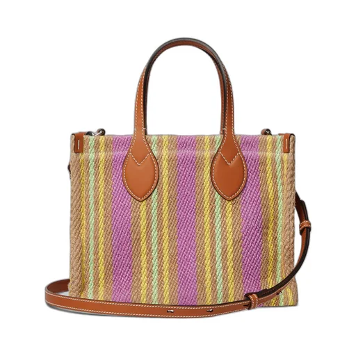 Small jute tote with Gucci patch