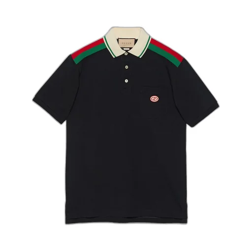 Cotton polo with Interlocking G