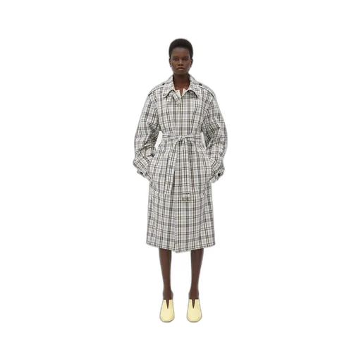 Checked Cotton Trench Coat