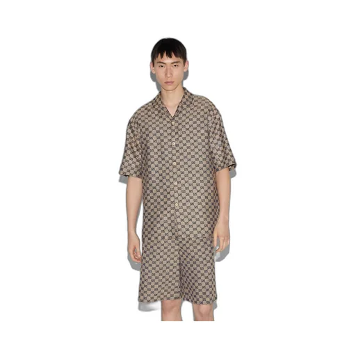 GG linen blend canvas shirt