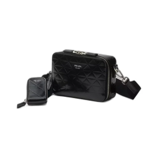 Prada Brique brushed leather bag with triangle motif