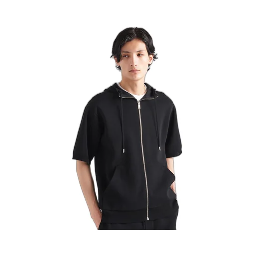 Cotton and viscose knit hoodie