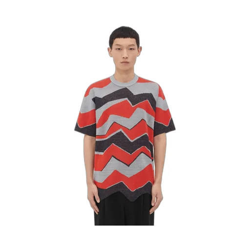 Zig-Zag Jacquard Knitted T-Shirt