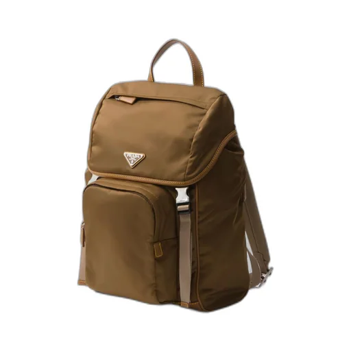 Re-Nylon and leather backpack