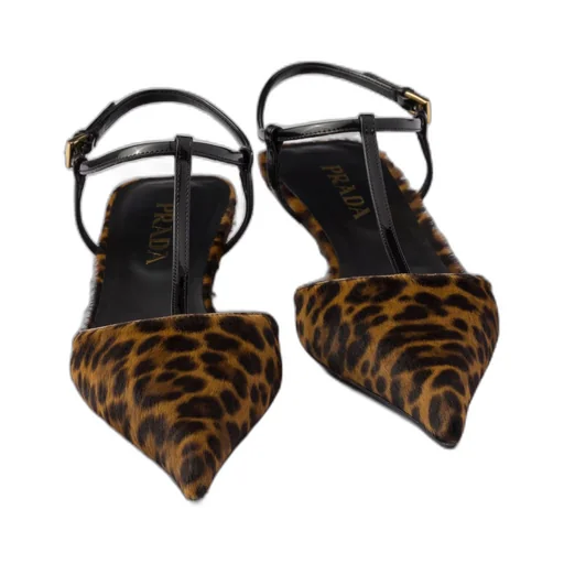 Printed leather slingback pumps